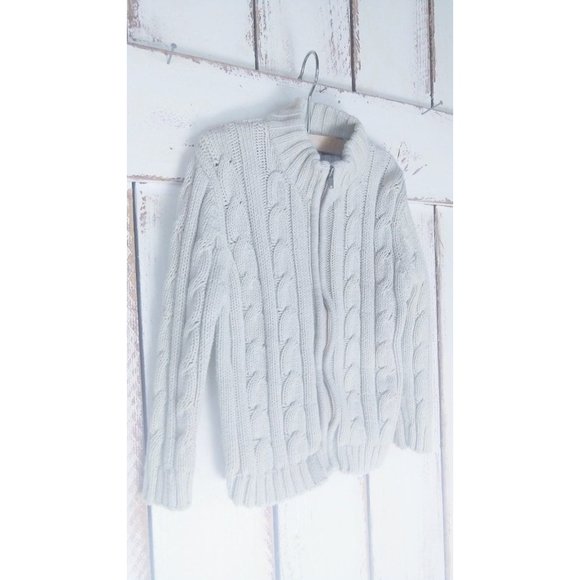 Calvin Klein toddler chunky ivory cable knit cotton cardigan sweater - Picture 3 of 5